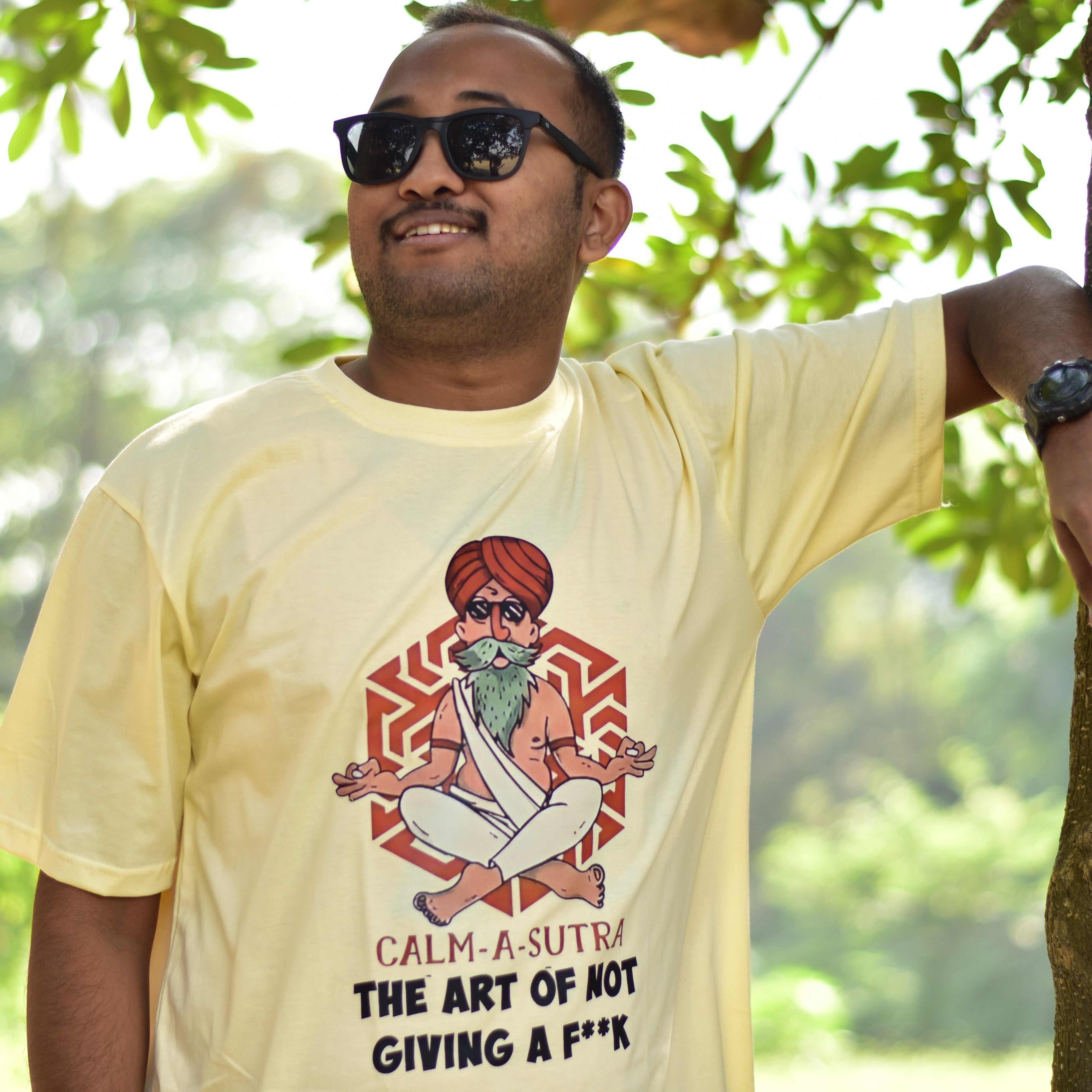 Calm-A-Sutra | Beige Oversized T-Shirt