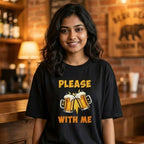 Please Beer With Me | Black Oversized T-Shirt