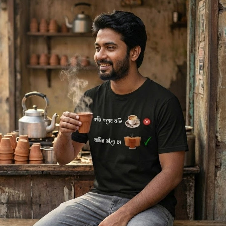 Coffee Chai | Black Oversized T-Shirt