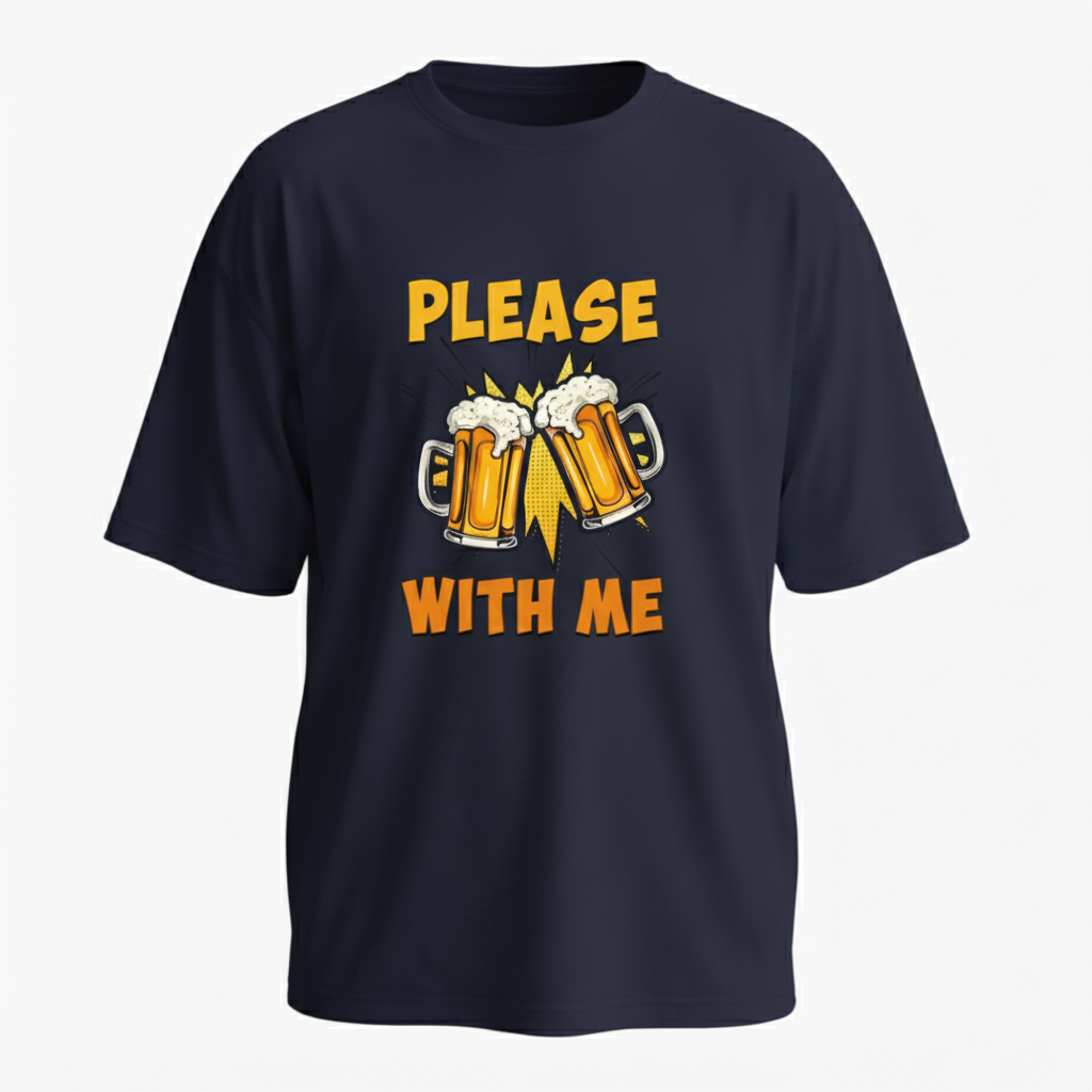 Please Beer With Me | Navy Oversized T-Shirt
