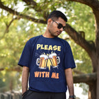 Please Beer With Me | Navy Oversized T-Shirt