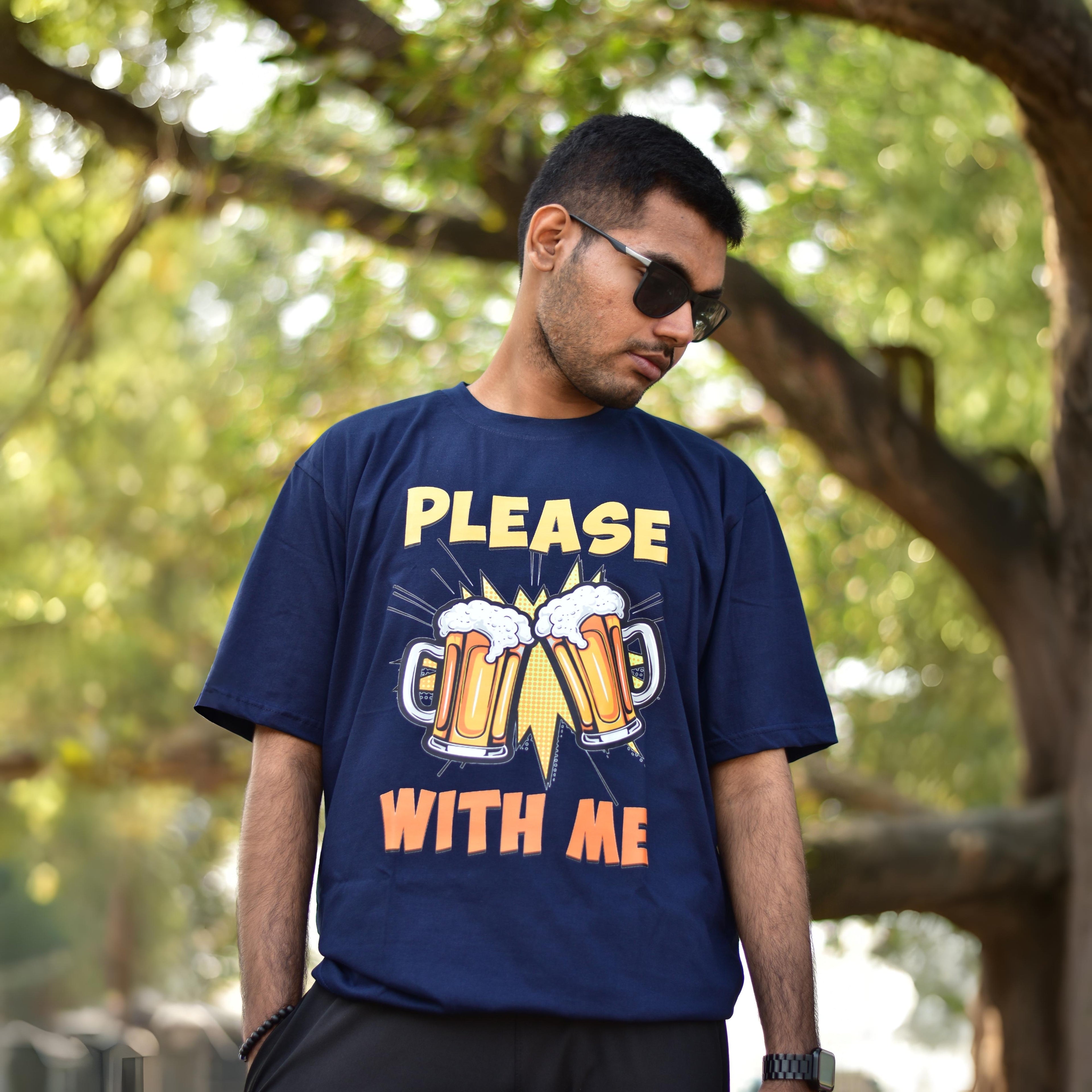 Please Beer With Me | Navy Oversized T-Shirt