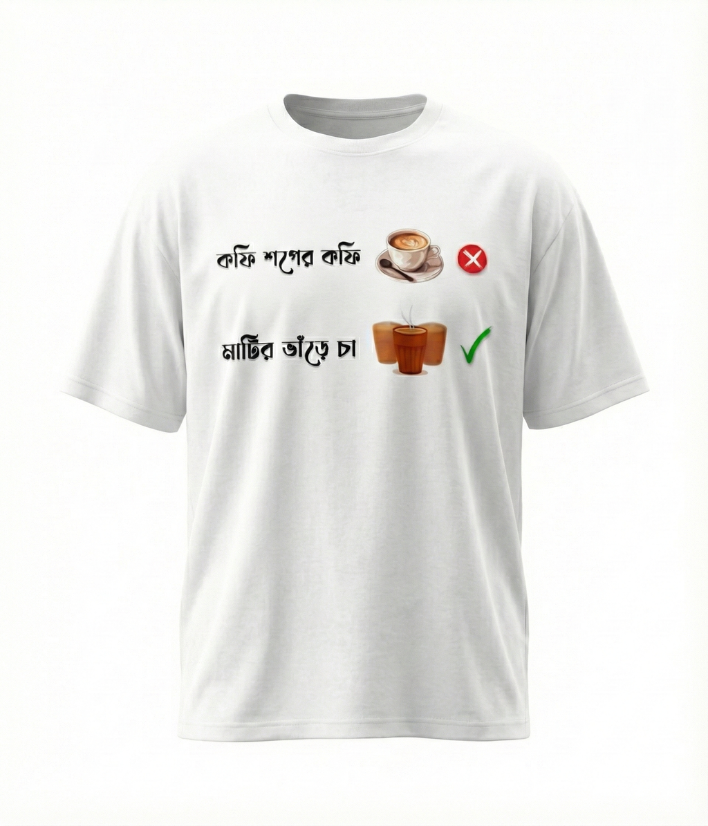 Coffee Chai | White Oversized T-Shirt
